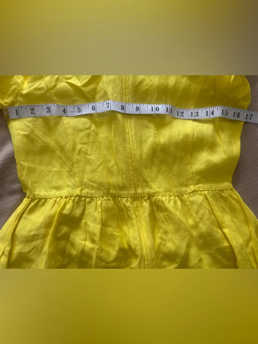 Le Fou Aritzia Bright Yellow Puff‑Sleeve Midi Dress Flowy Ruffles Cottagecore 4 - Picture 5 of 9